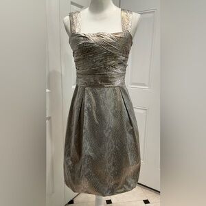 🎃NWOT Diane von Furstenberg Women’s Silver Taffeta Line Dress, Size 6